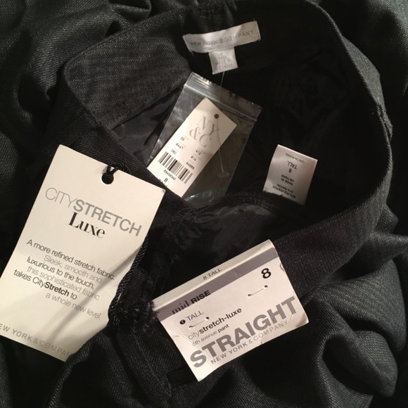 NEW YORK & COMPANY STRETCH 5th Ave. Pant, NWT, DARK GRAY GLEN PLAID, 8 TALL - Picture 3 of 8